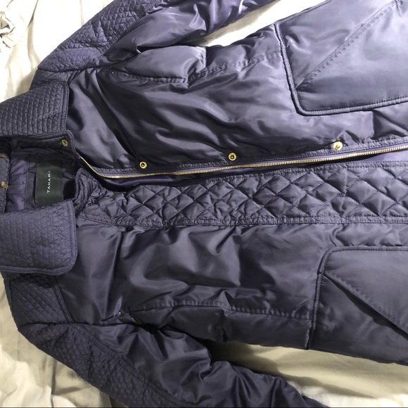 tahari down fill long winter jacket dark purple - Picture 5 of 6
